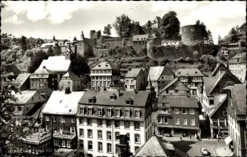 Ak Monschau Montjoie in der Eifel, Teilansicht, Schlossruine