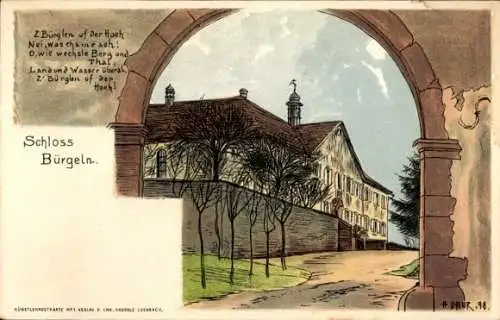 Künstler Litho Daur, H., Obereggenen Schliengen im Schwarzwald, Schloss Bürgeln