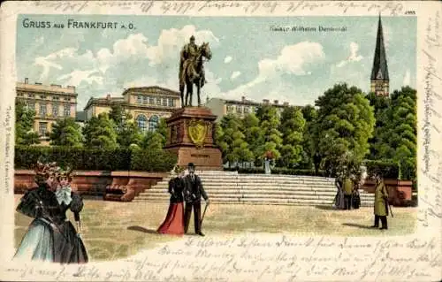 Litho Frankfurt an der Oder, am Kaiser Wilhelm Denkmal