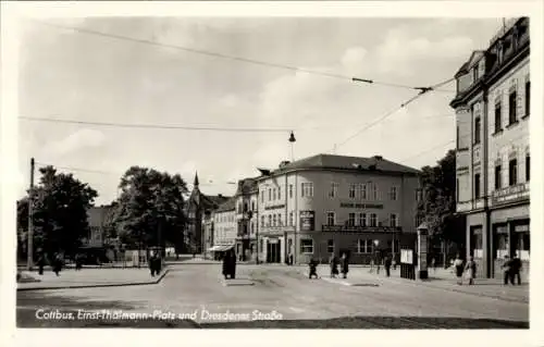 Ak Cottbus in der Niederlausitz, Ernst Thälmann Platz, Dresdener Straße