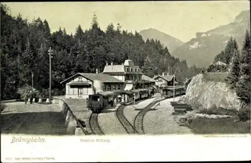 Ak Brünig Meiringen Kt. Bern Schweiz, Station Brünig, Brünigbahn