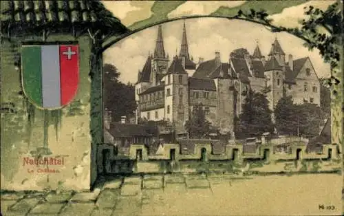 Wappen Ak Neuchâtel Stadt Neuchâtel, Schloss