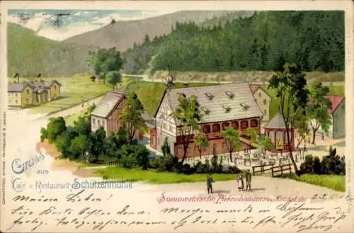 Litho Březová Pirkenhammer Region Karlsbad, Cafe und Restaurant Schützenmühle