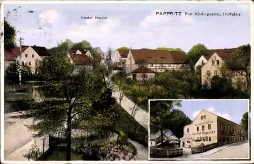 Ak Dresden Schönfeld Weißig Pappritz, Dorfplatz, Gasthof Pappritz
