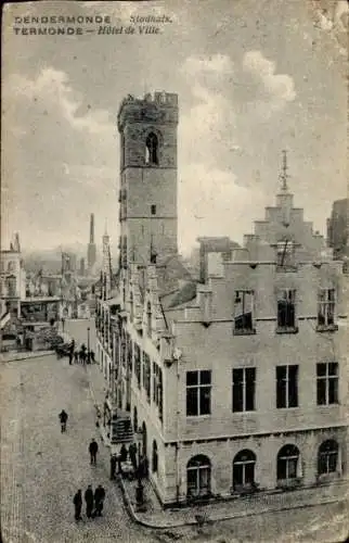 Ak Dendermonde Termonde Ostflandern, Rathaus