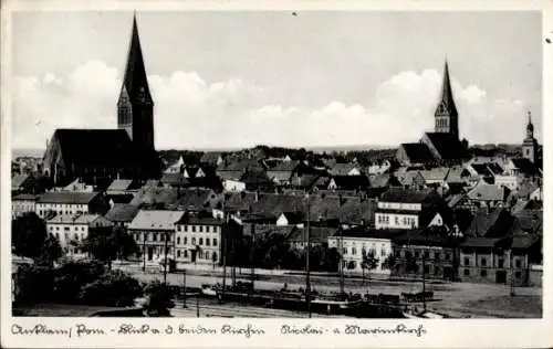 Ak Anklam in Mecklenburg Vorpommern, Panorama, Kirchen