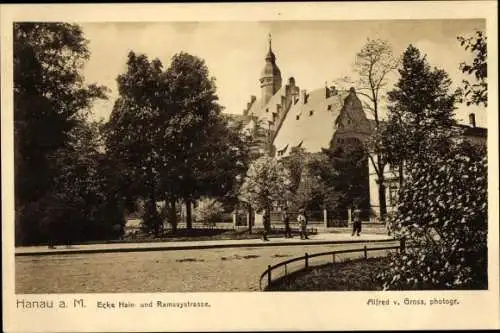 Ak Hanau am Main, Ecke Hainstraße und Ramsaystraße