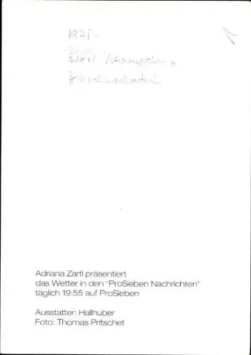 Ak Moderatorin Adriana Zartl, Portrait, Autogramm