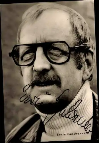 Ak Schauspieler Erwin Geschonneck, Portrait, Brille, Ein Lord am Alexanderplatz, Autogramm