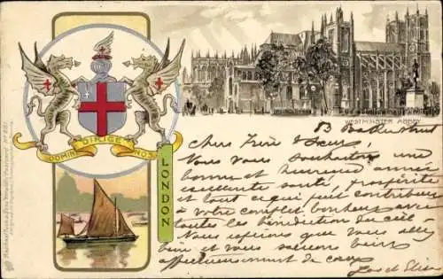 Präge Wappen Litho London City, Westminster Abbey