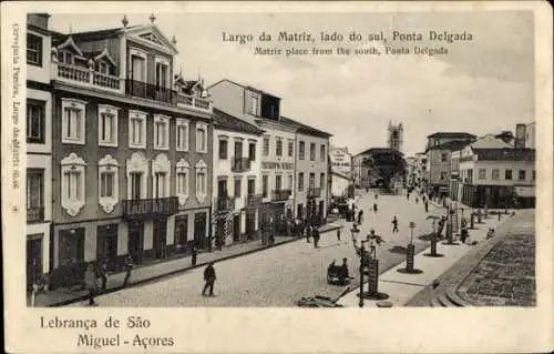 Ak São Miguel Azoren Portugal, Largo da Matriz, lado do sul, Ponta Delgada