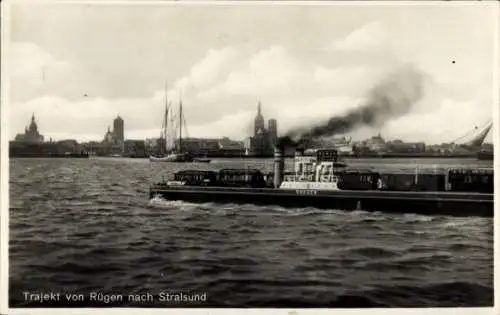 Ak Stralsund in Mecklenburg Vorpommern, Trajekt von Rügen nach Stralsund