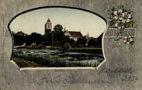 Passepartout Ak Güstrow in Mecklenburg, Blick zur Kirche