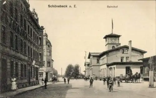 Ak Schönebeck an der Elbe, Bahnhof