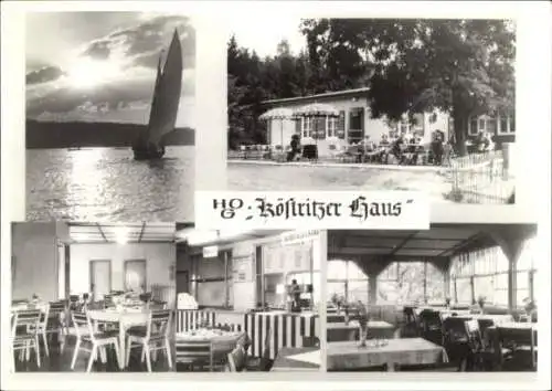 Ak Saalburg in Thüringen, HO Gaststätte Köstritzer Haus, Innenansichten, Segelboot