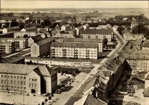 Ak Pasewalk in Mecklenburg Vorpommern, Blick auf die Marktstraße, Luftbild