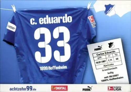 Autogrammkarte Fußballspieler Carlos Eduardo, TSG 1899 Hoffenheim, Autogramm