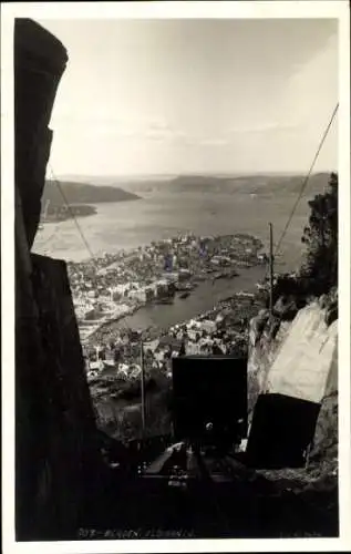 Foto Ak Bergen Norwegen, Fløibanen, Mount Fløyen