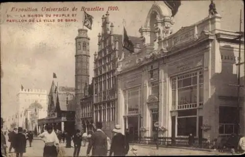 Ak Brüssel Brüssel, Ausstellung 1910, Volkshaus, Pavillon der Stadt Gent