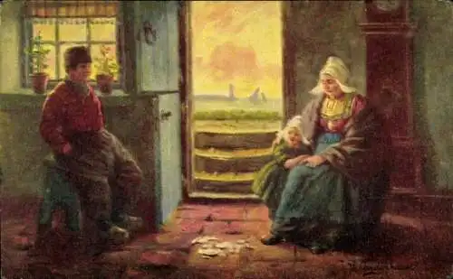 Künstler Ak Gerstenhauer, Johann Georg, Paar in niederländischer Tracht