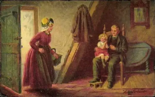 Künstler Ak Gerstenhauer, Johann Georg, niederländisches Motiv, Familie