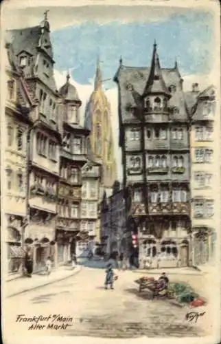 Künstler Ak Fischer, Frankfurt Main, Blick auf den alten Markt