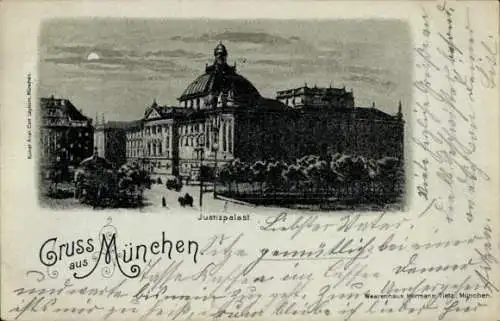 Mondschein Ak München, Justizpalast