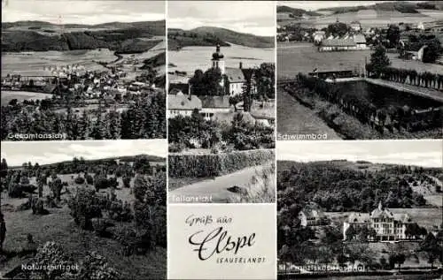 Ak Elspe Lennestadt im Sauerland, Gesamtansicht, Schwimmbad, St. Franziskus-Hospital