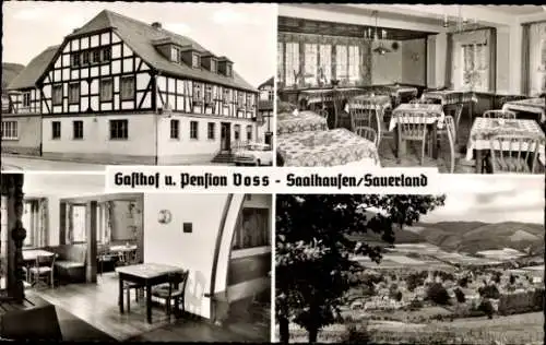 Ak Saalhausen Lennestadt im Sauerland, Gesamtansicht, Gasthof Pension Voss