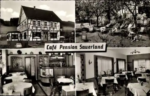 Ak Kirchveischede Lennestadt im Sauerland, Cafe Pension Sauerland, Innenansicht