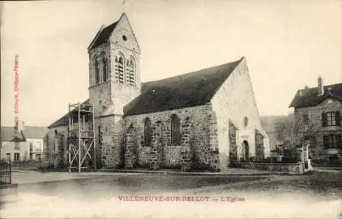 Ak Villeneuve-sur-Bellot Seine et Marne, L'Eglise, vue générale