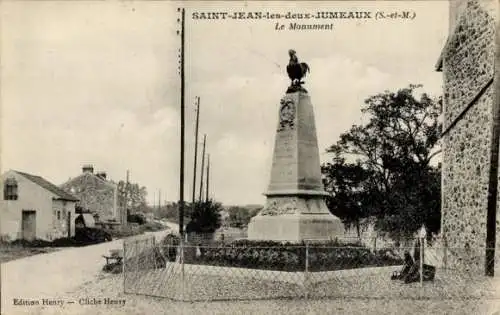 Ak Saint Jean les Deux Jumeaux Seine et Marne, le Monument