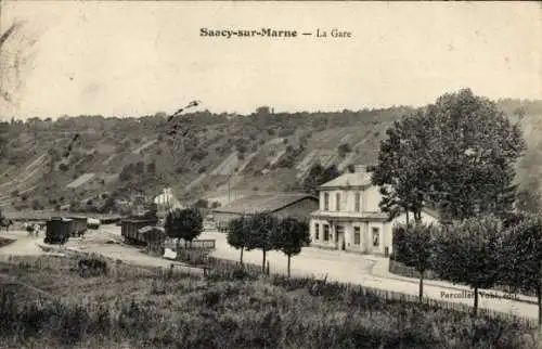 Ak Saâcy sur Marne Seine et Marne, la Gare