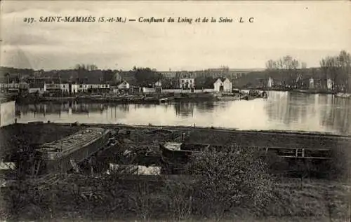 Ak Saint Mammès Seine et Marne, Confluent du Loing et de la Seine