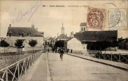 Ak Saint Mammès Seine et Marne, Grande Rue, Kirche