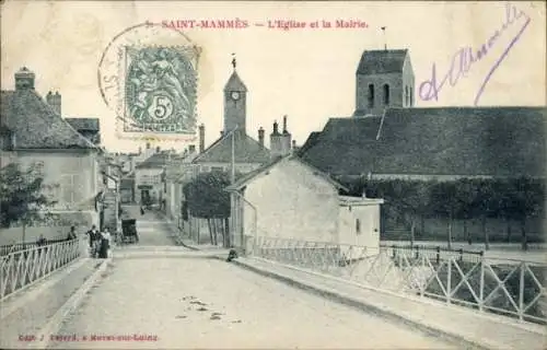 Ak Saint Mammès Seine et Marne, Kirche, Mairie