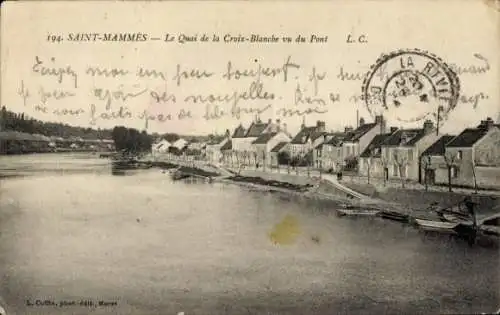 Ak Saint Mammès Seine et Marne, Quai de la Croix-Blanche vu du Pont