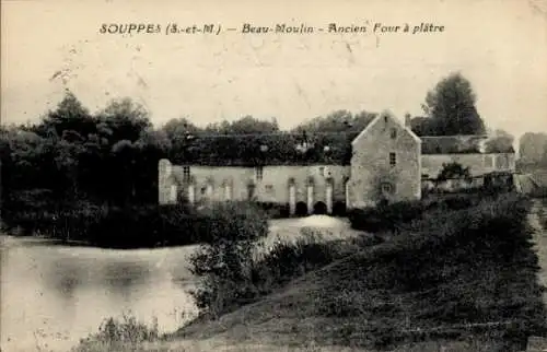 Ak Souppes sur Loing Seine et Marne, Beau-Moulin, acien four a platre