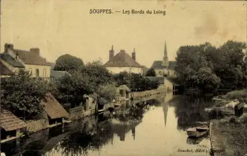 Ak Souppes sur Loing Seine et Marne, Bords du Loing