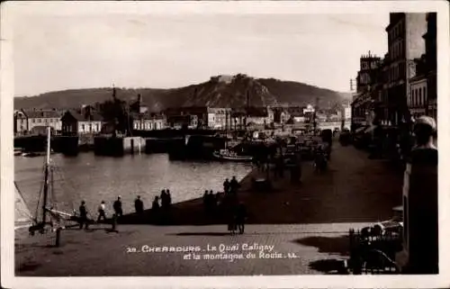 Ak Cherbourg Manche, Quai Caligny, Montagne du Roule