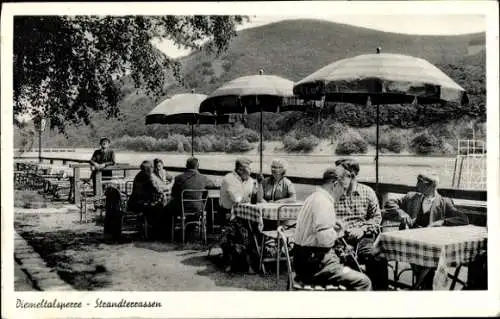 Ak Helminghausen Marsberg im Sauerland, Strandterrasse Haus Albracht, Diemeltalsperre