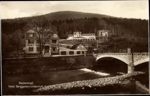 Ak Biedenkopf an der Lahn, Hotel Berggarten-Lindenhof, Brücke