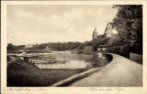 Ak Aschaffenburg in Unterfranken, alter Hafen, Teilansicht