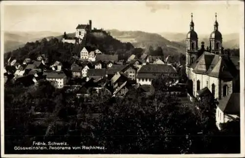 Ak Gößweinstein in Oberfranken, Blick vom Hochkreuz, Kirche, Panorama