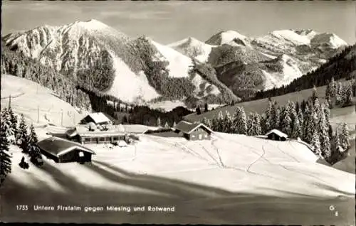 Ak Spitzingsee Schliersee in Oberbayern, Untere Firstalm, Miesing, Rotwand, Winter