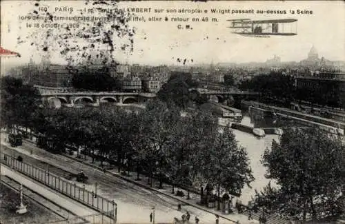 Ak Paris I, Pont Neuf, Flugzeug Lambert