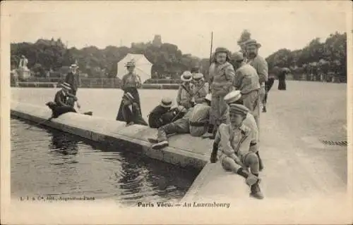 Ak Paris VI., Paris Vecu, Jardin du Luxembourg, Angler