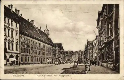 Ak Augsburg in Schwaben, Maximiliansstraße, Fuggerhaus