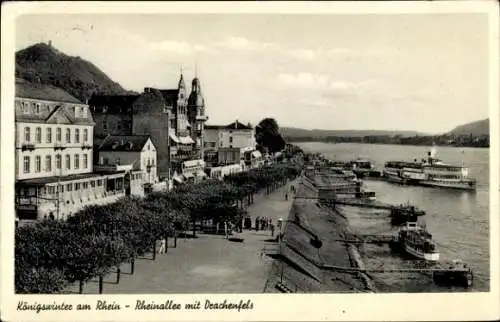 Ak Königswinter am Rhein, Drachenfels, Promenade, Dampfer