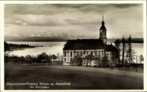 Ak Birnau Uhldingen Mühlhofen Bodensee, Zisterzienserpropstei mit Säntisblick